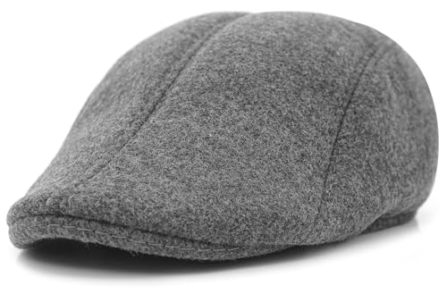 Ivy Newsboy Cap for Men - Vintage Gatsby Style Flat Cap, Classic Driving Hat - color: Grey