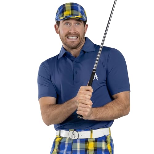 Royal & Awesome Men's Golf Flat Cap, Funny Golf Hats - color: Doddie Tartan