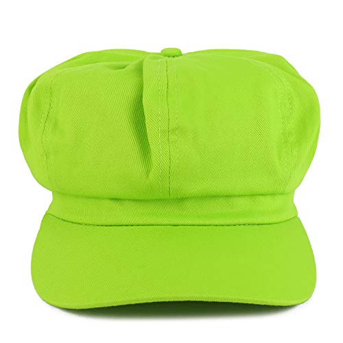 Women's Lightweight 100% Cotton Soft Fit Newsboy Cap with Elastic Back - color: Lime