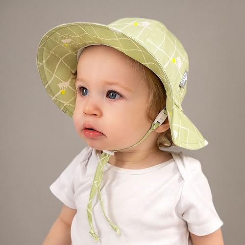 JAN & JUL 50+ UPF Cotton Sun Hat with Wide Brim for Toddler Girls - color: Birdie, size: 5-12 Years