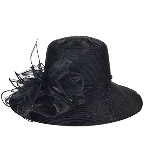 Kentucky Church Derby Dress Cloche Hat Sweet Cute Floral Bucket Hats - color: Leaf-black