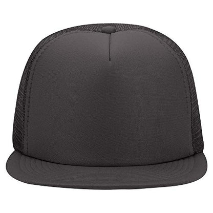 OTTO SNAP Round Flat Visor High Crown Mesh Back 5 Panel Trucker Snapback - color: Char. Gray