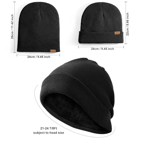 Beanie for Men Winter Thermal Cuffed Knit Hat Warm Gifts Womens Beanies - color: Black