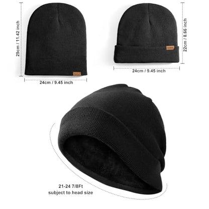 Beanie for Men Winter Thermal Cuffed Knit Hat Warm Gifts Womens Beanies - color: Black