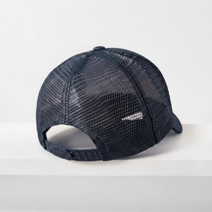 CHOK.LIDS Blank Foam Trucker Hat, Retro Mesh Rope Snapback Cap, Men Women - color: Curved Brim (Navy)