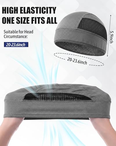 6pcs Cool Skull Cap for Men Breathable Mesh Helmet Liner - color: White, Black, Grey