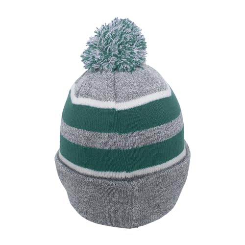 Pacific Headwear Unisex Adult Pacific Headwear Knit Fold Over Pom-pom Beanie - color: Heather/Kelly/White
