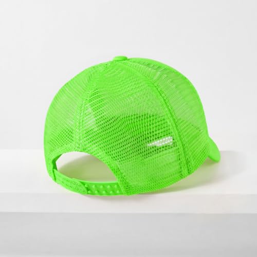 CHOK.LIDS Blank Foam Trucker Hat, Retro Mesh Rope Snapback Cap, Men Women - color: Curved Brim (Neon Lime)