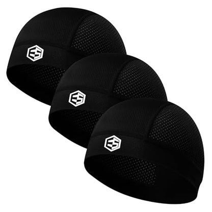Breathable Mesh Skull Caps for Men Helmet Liner Sweat Head Cap - color: 3pc Black & Black & Black