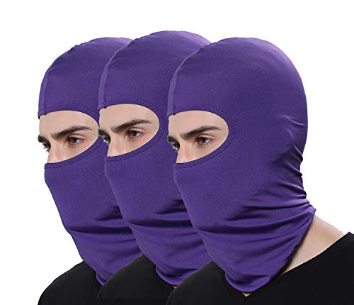 Pack of 3 Ski Mask Bandana Face Hat for Outdoor Airsoft Motorcycle Hood Helmet Balaclavas Headwear - color: Purple