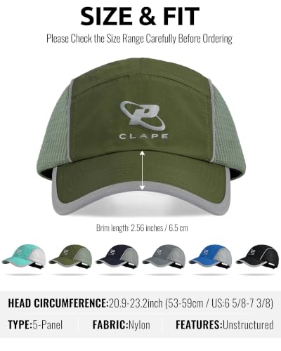 Croogo 5 Panel Running Hat Quick-Drying Lightweight Mesh Baseball Cap - color: Olive Green
