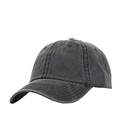 Plain Washed Cotton Adjustable 6 Panel Dad Hat Baseball Cap - color: Charcoal Gray