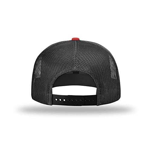 Richardson 511 Wool Blend Flatbill Trucker Snapback Adjustable Cap - color: Red/Black