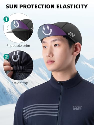 ROCKBROS Winter Cycling Caps for Men and Women Windproof Cycling Hat Black