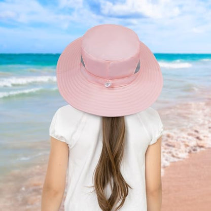 ICOSY Kids Sun Hat, UPF 50+ Girls Beach Hat for Toddler Kids - color: Pure Pink