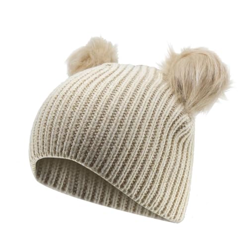 Woman's Warm Soft Cable Lace Pom Furry Flower Crochet Fashion Knit Hat - color: Pom Beanie, size: One Size