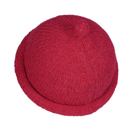Croogo Brimless Hats Winter Watch Cap No Visor Knit Beanie Sailor Fisherman Docker Cap - color: Red