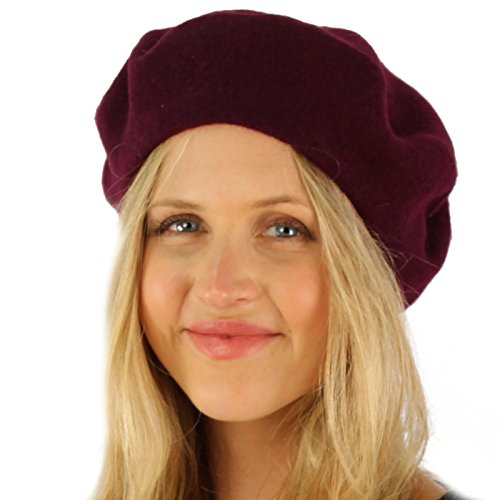 Classic Winter 100% Wool Warm French Art Basque Beret Tam Beanie Hat Cap - color: Purple