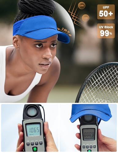 vidsel Sport Sun-Visor Hat Men Women, Summer UV Protection Stretchy Visor - color: Royal Blue