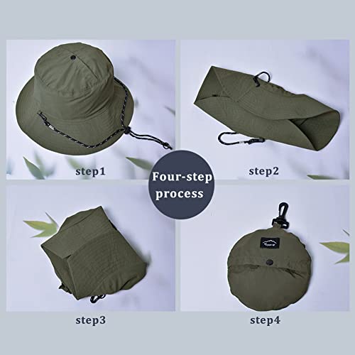 Waterproof Bucket Hat for Women and Men - UV Protection Beach Sun Hat Fishing Safari Boonie Hat Rain Hat Adjustable Packable - color: Army Green - Waterproof