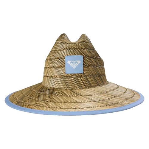 Roxy Girls' Tomboy Woven Straw Hat | Wide Brim | Adjustable | Sun Protection | Beach | Vacation | Natural - color: Skyway