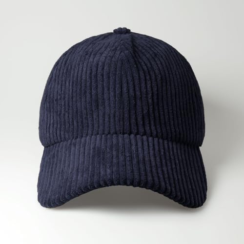 CHOK.LIDS Corduroy Baseball Cap Dad Hat Adjustable Polo Style Curved Brim - color: Midnight Blue
