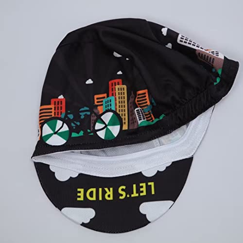 Funny Cycling Cap - Polyester Skull Cycling Hat-Under Helmet -Cartoon Cycling Helmet Liner Breathable&Sweat Uptake - color: Fuu-black