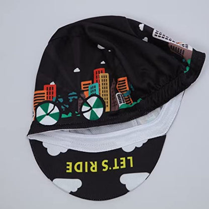 Funny Cycling Cap - Polyester Skull Cycling Hat-Under Helmet -Cartoon Cycling Helmet Liner Breathable&Sweat Uptake - color: Fuu-black