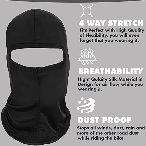 Silk Balaclava Face Mask Men - Breathable Under Helmet Wear Windproof Motorcycle Balaclava - color: Black - 1 Pack