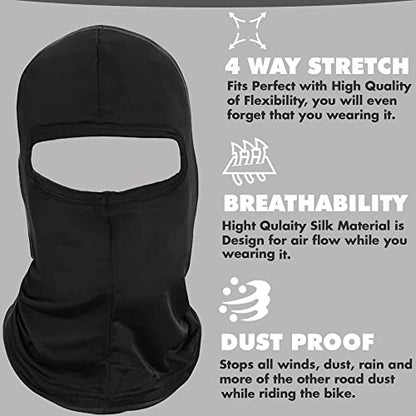 Silk Balaclava Face Mask Men - Breathable Under Helmet Wear Windproof Motorcycle Balaclava - color: Black - 1 Pack