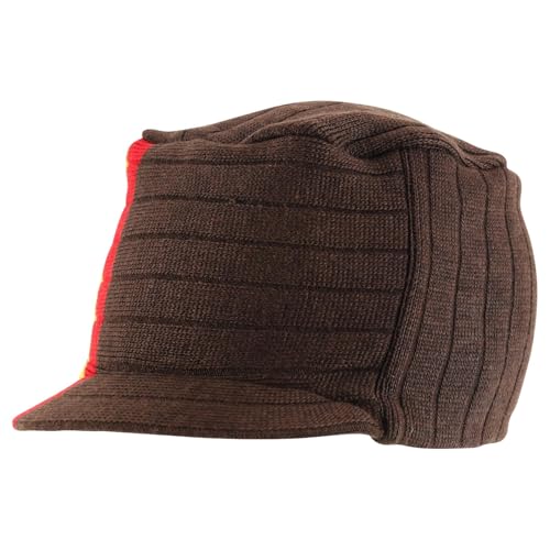 Armycrew Flat Top Army Style Knitted Visored Beanie Cap - color: Brown Rgy