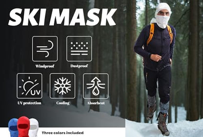 Pack of 3 Ski Mask Bandana Face Hat for Outdoor Airsoft Motorcycle Hood Helmet Balaclavas Headwear - color: Redwhiteblue