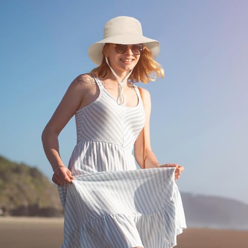 Women Wide Brimmed Sun Hat,Summer Foldable Beach Bucket Hat with UV Protection for Women Young Girls - color: Pink
