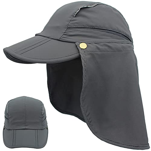 Hat with Neck Protection Detachable Multi-Purpose Summer Sun Hat Sun Protection Breathable Quick Dry UV Protection - color: Dark Gray, size: Small