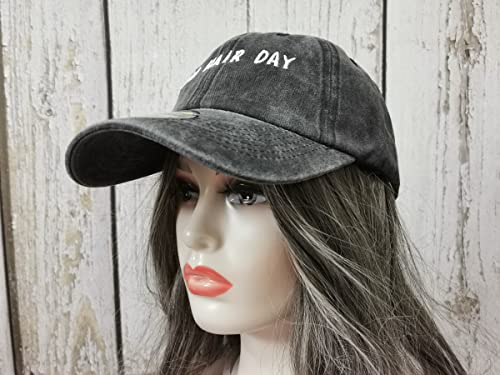 Embroidered Baseball Caps for Men and Women - color: Bad Hair Day (Washed Black)