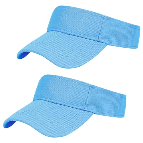 Rbenxia 2 Pieces of Adjustable Sport Visors Sun Visor Hats Cap Visors for Women and Men - color: Blue