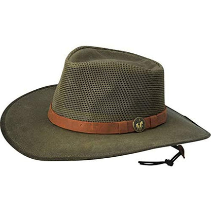 Outback Trading Company Unisex 1472 Kodiak with Mesh Sun-Protective Waterproof Breathable Outdoor Cotton Oilskin Hat - color: Sage, size: Small