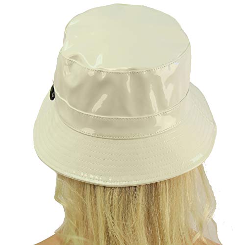 C.C Rain Waterproof Bucket Boonie Bush Fisherman Hiking Wide Brim Cap Hat - color: Ivory
