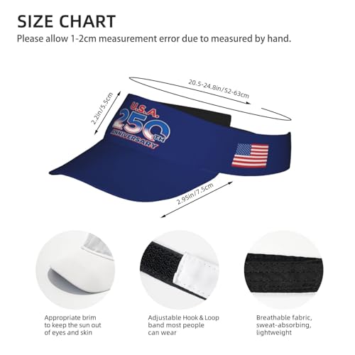 USA Visor Hat Sun Adjustable Sports Beach Cap Men Women Adults - color: 250th Anniversary-blue 2