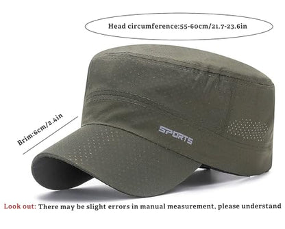 Army Cadet Cap for Men Military Style Flat Top Quick Dry Hat - color: Army Green