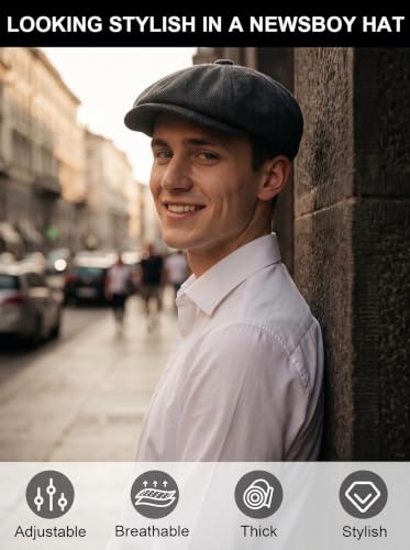 Senker Fashion 2 Pieces Newsboy Cap for Men - color: Dark Black Blue