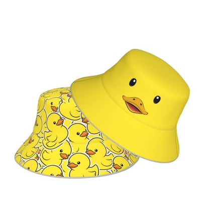 Bucket Hat Funny Duck Fisherman Hat Travel Beach Sun Hat Outdoor Cap for Men Women Adults - color: Double-side Funny Duck 1