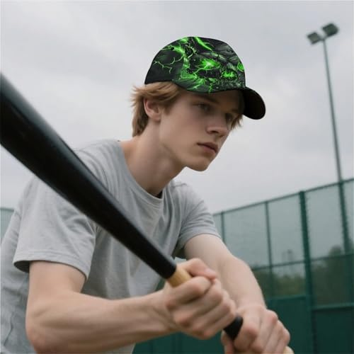 Lightweight Sweat Wicking All Over Print Baseball Cap Bold Graphic Sports Cap for Running, Gym - color: Lightning Skeleton