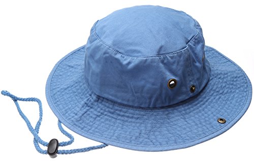 Summer Outdoor Boonie Hunting Fishing Safari Bucket Sun Hat with Adjustable Strap - color: Sky Blue, size: Large-X-Large