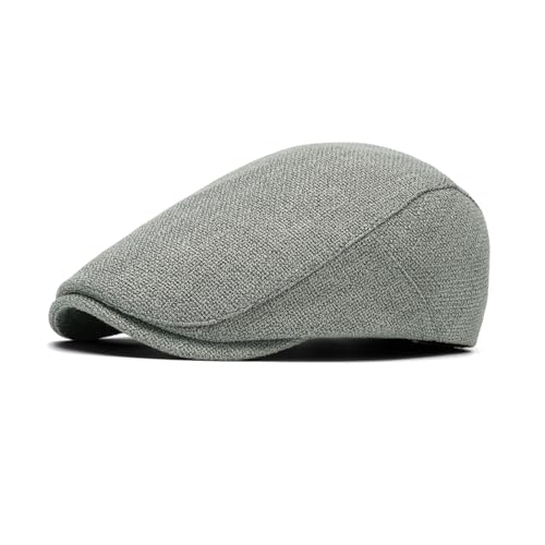 meioro Men's Faux Linen Newsboy Cap Adjustable Woven Texture Flat Cap Gatsby Hat Cabbie Ivy Newsboy Hats Driving Fishing Hat - color: Grey
