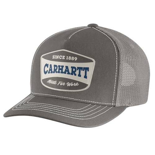 Carhartt Men's Canvas Mesh-Back Patch Cap - color: Mud Gray