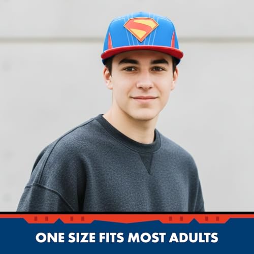 Concept One Unisex Adult DC Comics Superman Baseball Cap, Adult Adjustable Snapback Hat with Flat Brim for Men and Women - color: Blue