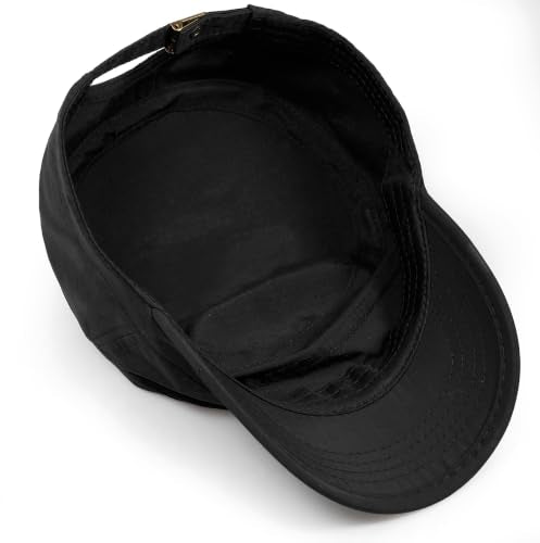 Cadet Army Cap Unisex Military Hat Adjustable Flat Top Cap Baseball Cap - color: Black