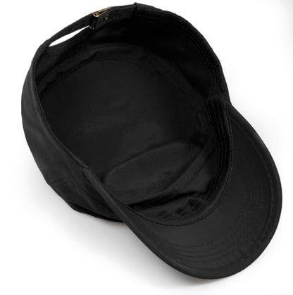 Cadet Army Cap Unisex Military Hat Adjustable Flat Top Cap Baseball Cap - color: Black