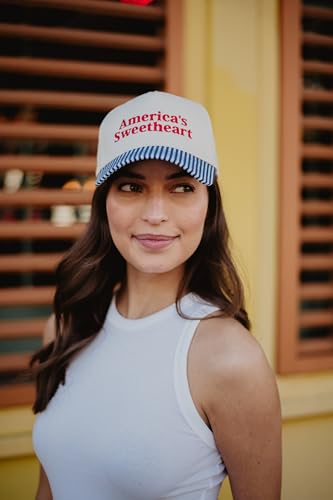 KATYDID Americas Sweetheart Vintage Hat - Two-Toned Mom Hat - Embroidered Vintage Baseball Cap - Women’s Snapback - color: Navy Stripe